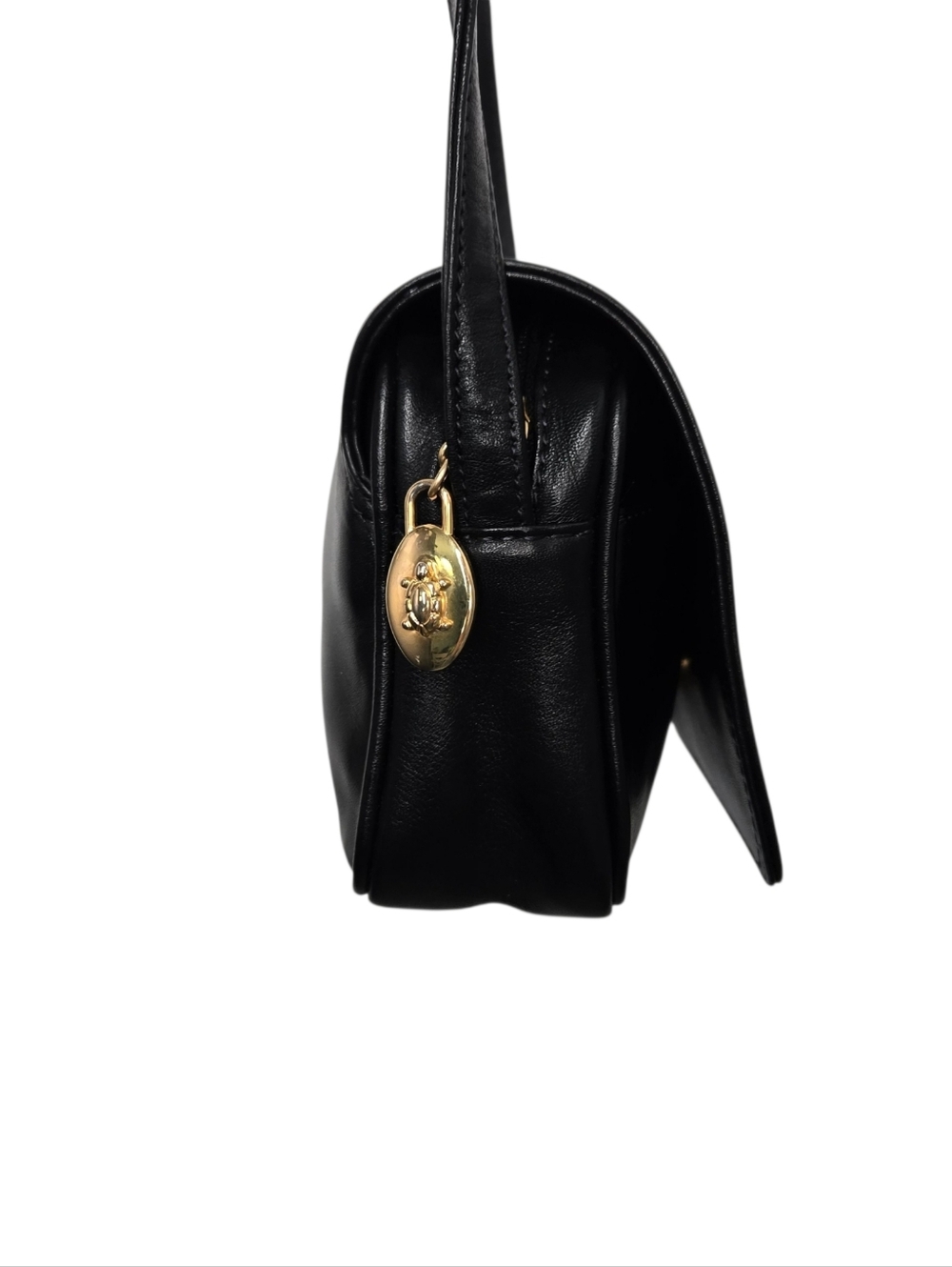 Peruzzi Firenze Black Leather Crossbody Bag Italian Minimalist Gold Hardware - Picture 11 of 16